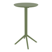Sky Folding Bar Table - 60cm Diameter - Olive Green with a sturdy central support and four-legged base, perfect for commercial and hospitality environments.