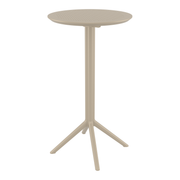Sky Folding Bar Table - 60cm Diameter - Taupe with a sleek round top and sturdy four-legged base, designed for versatile, space-saving use in commercial or hospitality environments.
