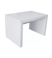 Small white retail merchandising display table 600mm wide