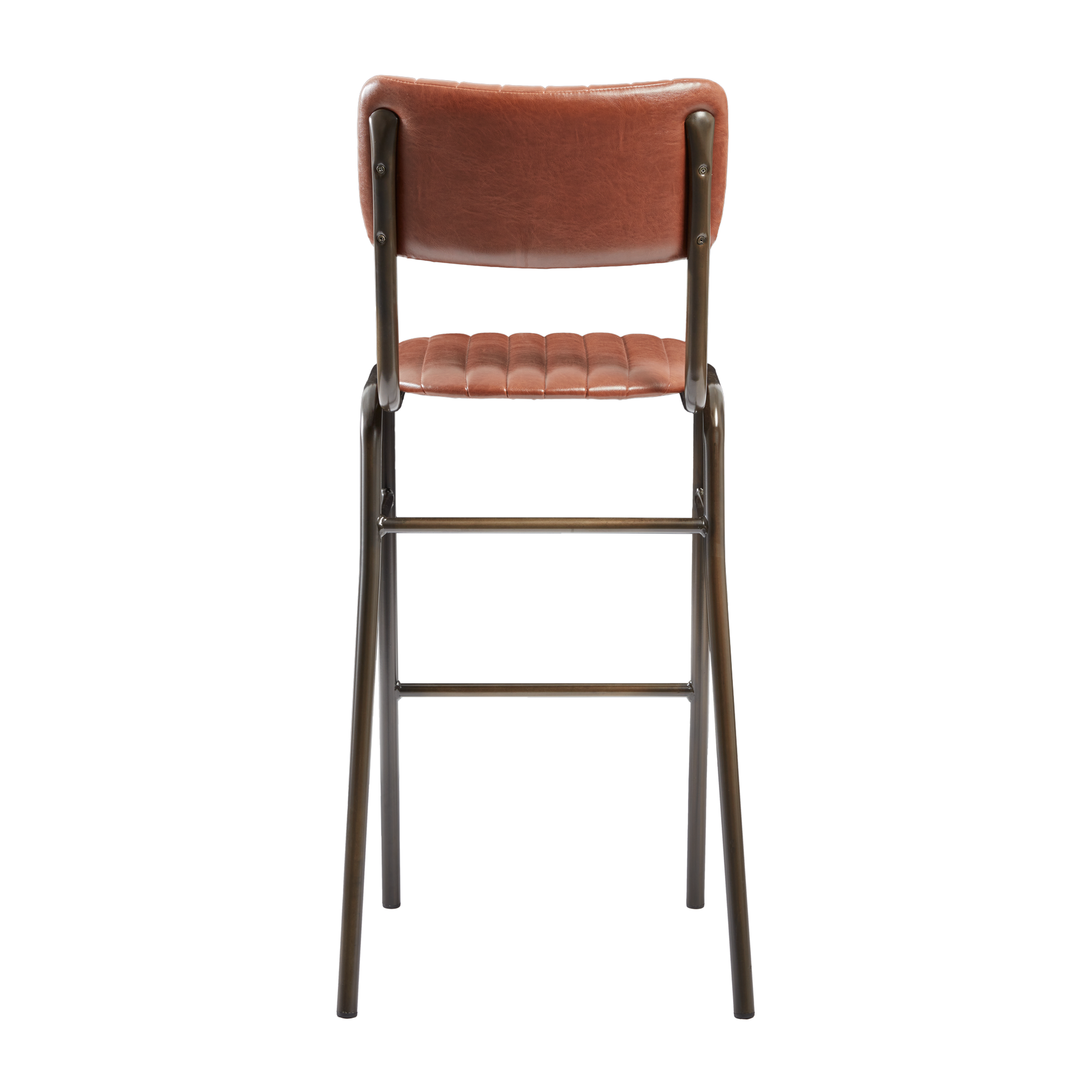 Tavo Stacking Bar Stool - Ribbed - Lascari Vintage Tan with ribbed vintage tan upholstery, sturdy metal frame, and designed for commercial and hospitality environments.
