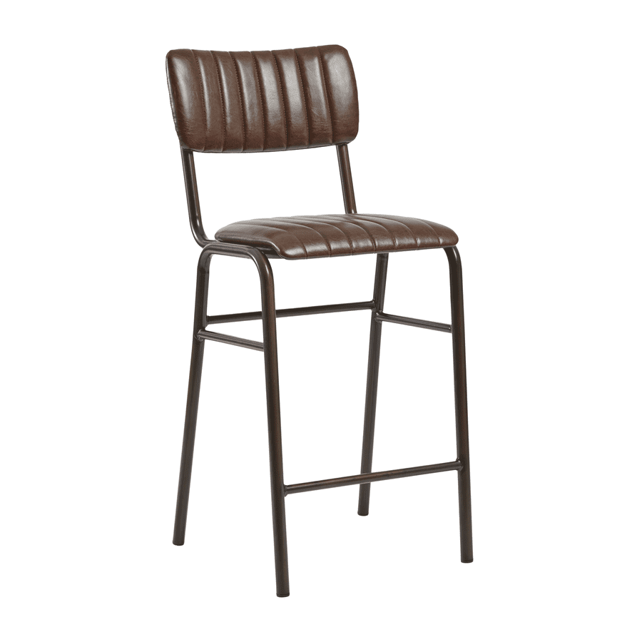 Tavo Stacking Mid Height Bar Stool - Ribbed - Lascari Vintage Brown