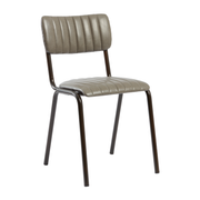 Tavo Stacking Side Chair - Ribbed - Lascari Vintage Dark Grey with ribbed upholstery and sturdy dark metal frame, designed for contract furniture and high-traffic environments.