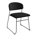Teddy Stacking Side Chair - Black with a softly padded, textured fabric seat and backrest on a sleek, black metal frame designed for comfortable, versatile seating.