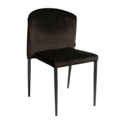 Veneto Stacking Side Chair - Black Velvet featuring a sleek black velvet upholstered seat and backrest with minimalist black metal legs, designed for elegant commercial interiors.