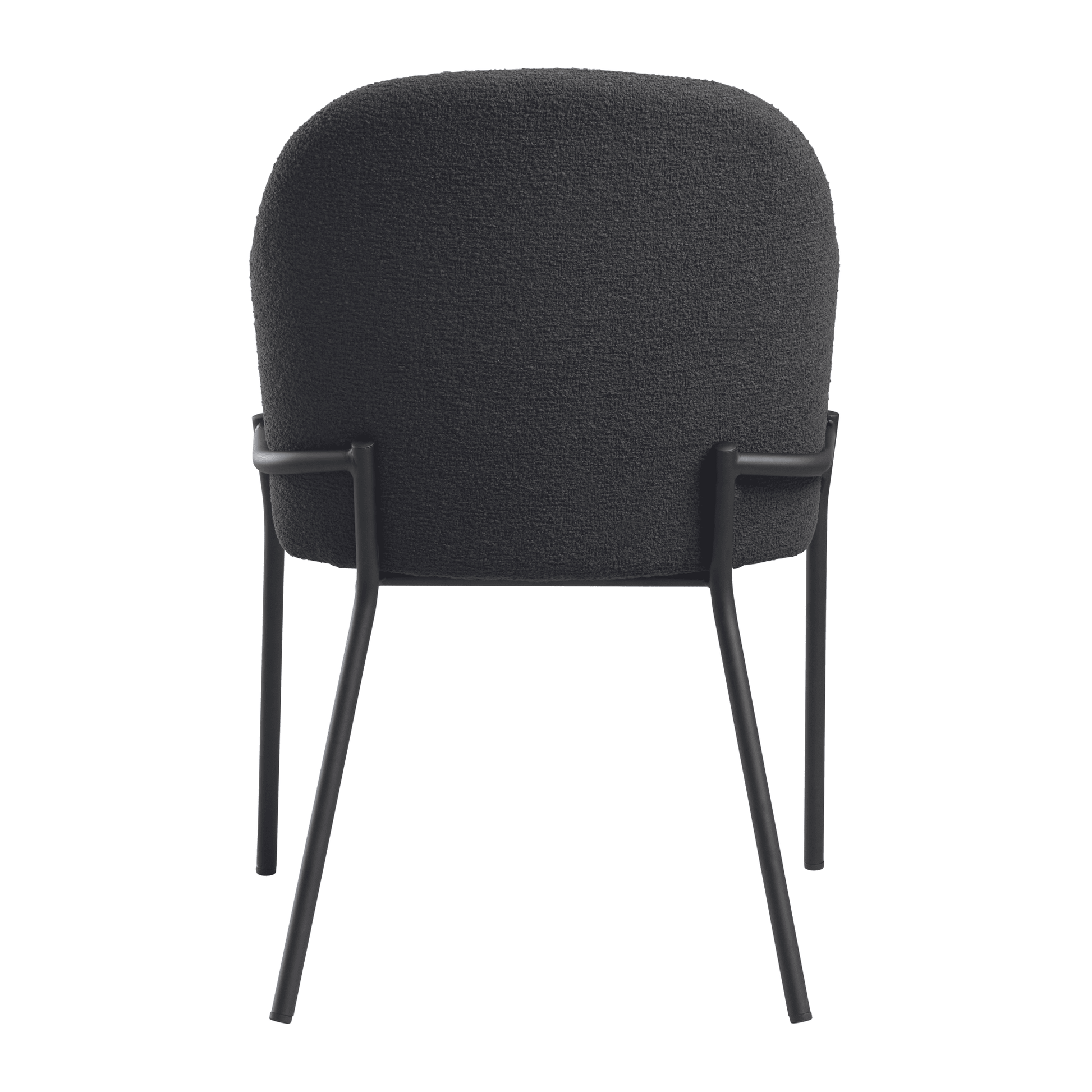 Rear view of the Westbury Side Chair - Dark Grey featuring a curved upholstered back and slim black metal legs designed for commercial interiors and contract furniture use.
