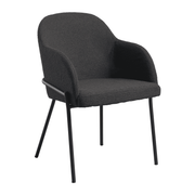 Westbury Side Chair - Dark Grey with upholstered seat and backrest, featuring a modern curved design and slim black metal legs, ideal for commercial and hospitality settings.