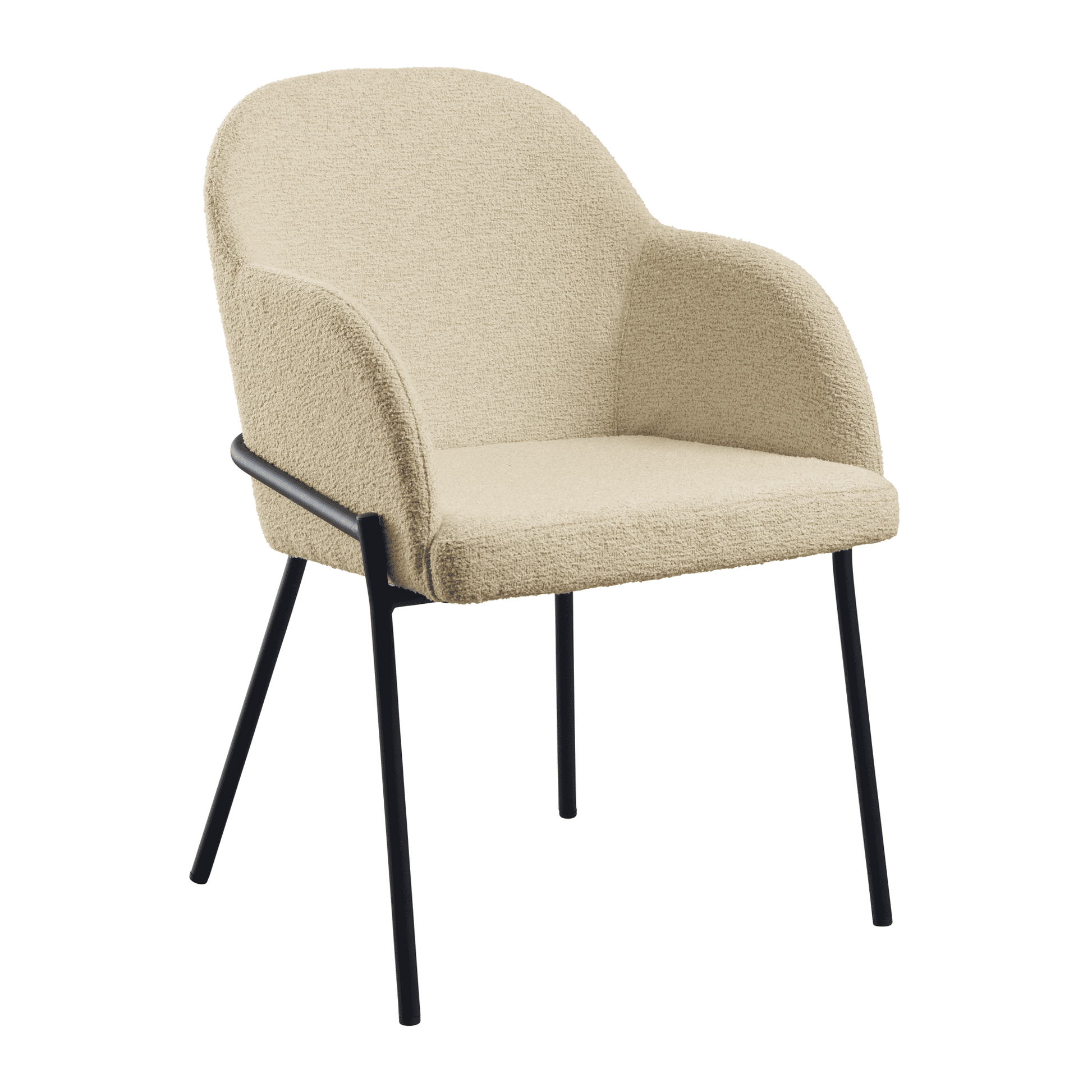 Westbury Armchair - Natural with textured fabric upholstery and sleek black metal legs, designed for comfortable seating in modern commercial and hospitality interiors.