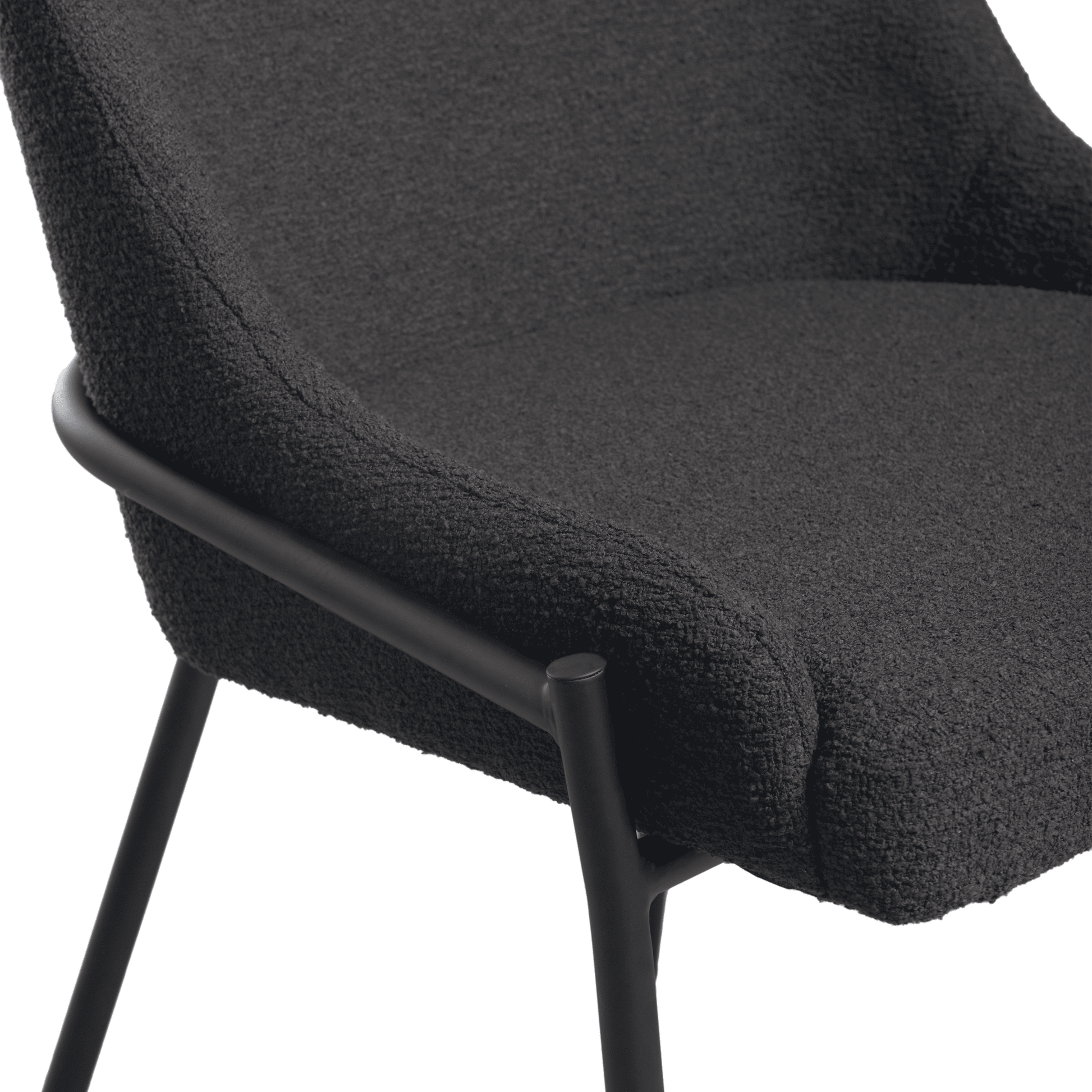 Close-up of the textured upholstery and sleek metal frame of the Westbury Side Chair - Grey, showcasing durable fabric and modern design for commercial interiors.
