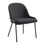 Westbury Side Chair - Dark Grey with a curved upholstered seat and backrest supported by slender black metal legs, designed for commercial and hospitality use.