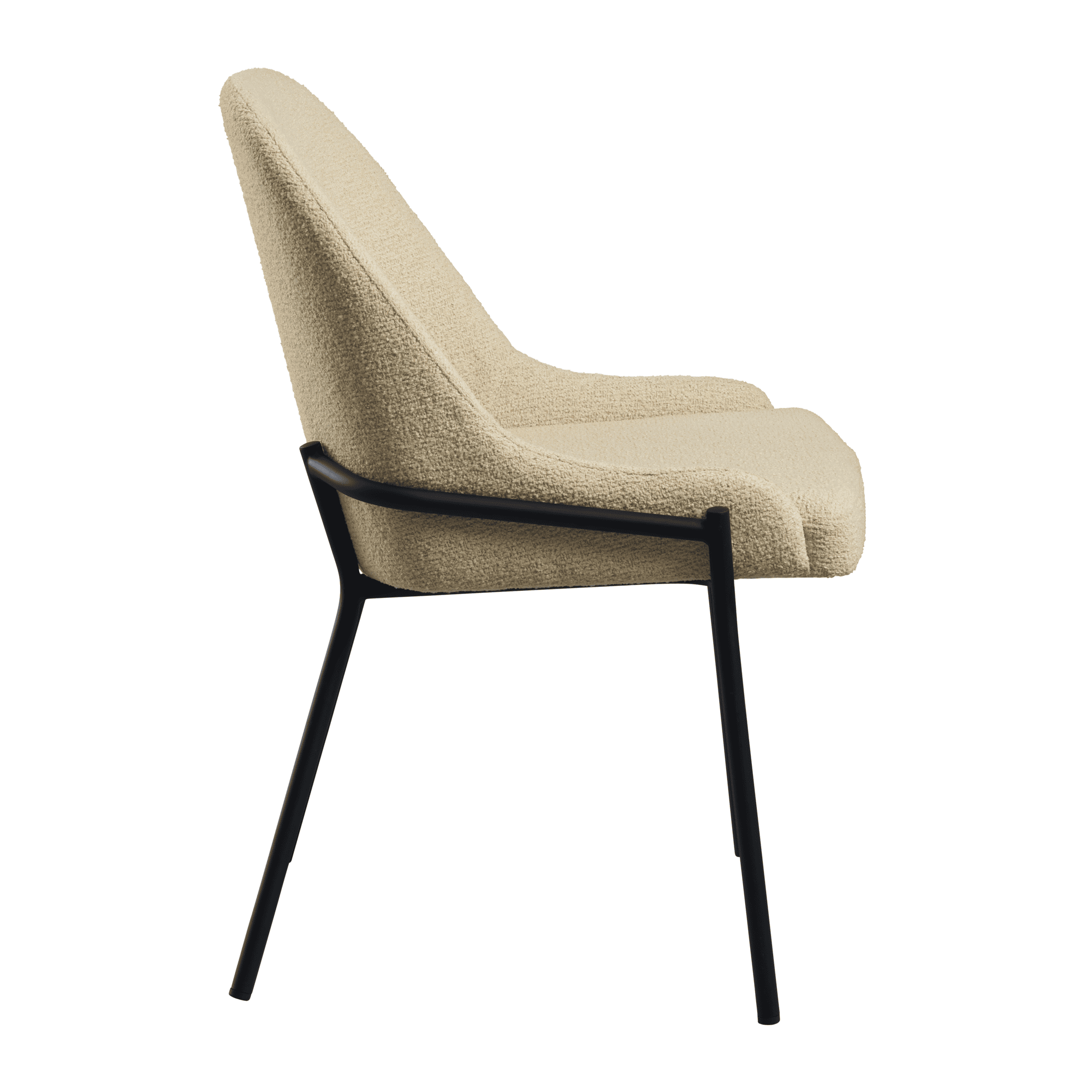 Westbury Armchair - Natural features a sleek, modern design with a natural textured fabric seat and backrest supported by minimalist black metal legs, ideal for commercial interiors.