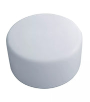 Low white round retail display plinth 200mm high x 400mm diameter