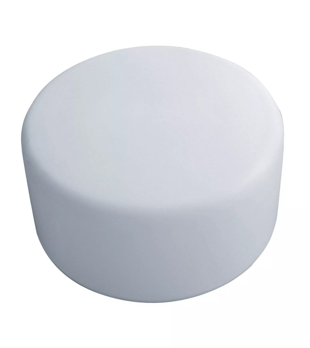 Low white round retail display plinth 200mm high x 400mm diameter