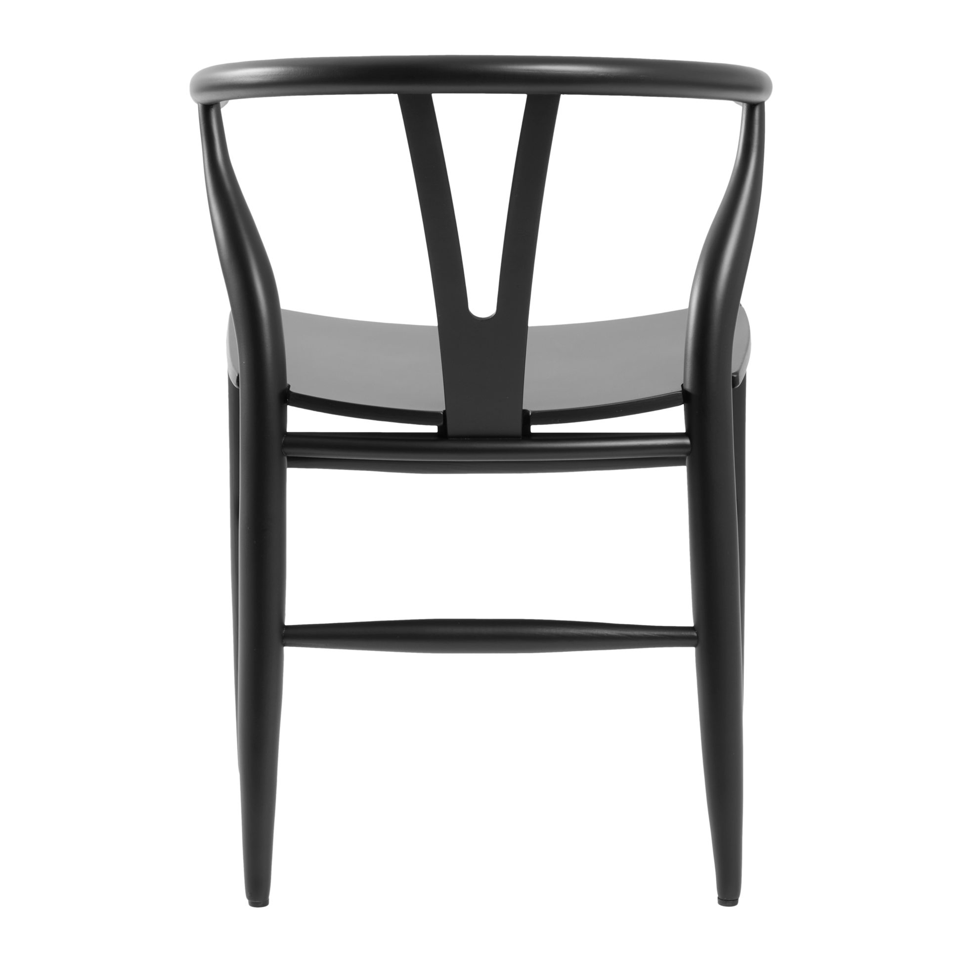 Wishbone Style Armchair - Solid Beech - Satin Black showing the curved backrest and elegant black finish, ideal for sophisticated commercial interiors and hospitality settings.