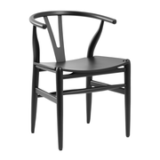 Wishbone Style Armchair - Solid Beech - Satin Black with a smooth curved backrest and minimalist design, ideal for stylish commercial and hospitality interiors.