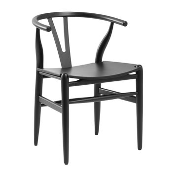 Wishbone Style Armchair - Solid Beech - Satin Black with a smooth curved backrest and minimalist design, ideal for stylish commercial and hospitality interiors.