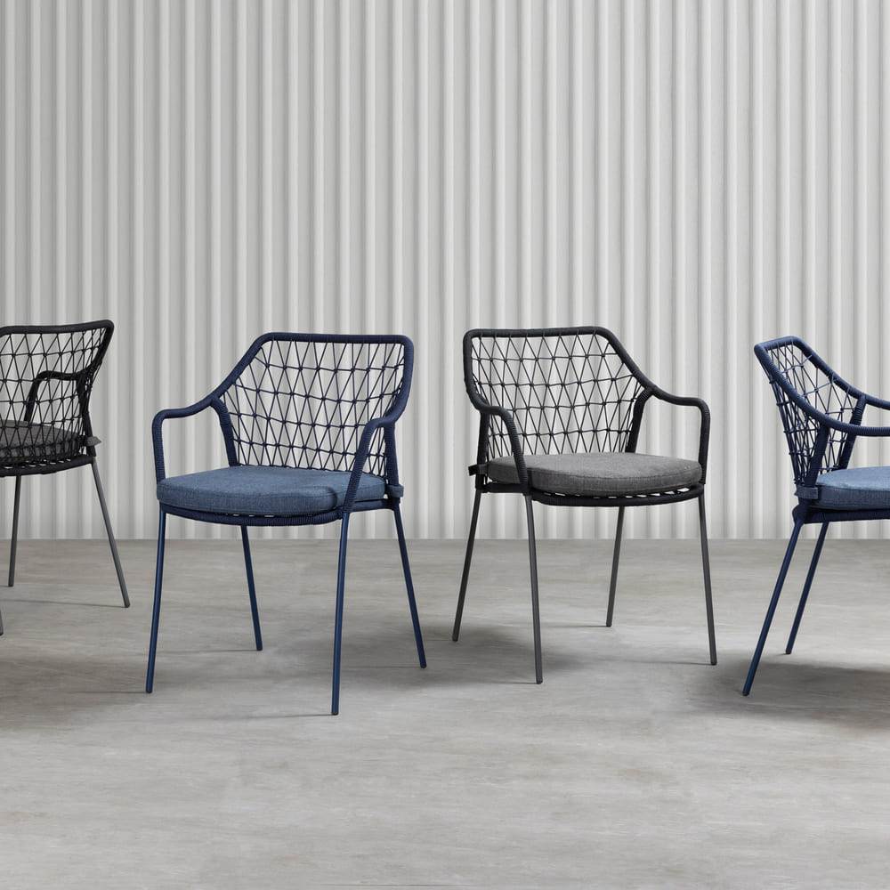 Klein Stacking Arm Chair With Cushion - Anthricite Grey