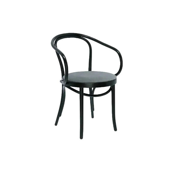 Commercial Furniture. Black chair with gray cushion on a white background